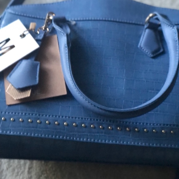 Miztique Designer Blue Vegan gator Leather Handbag New - Picture 2 of 5